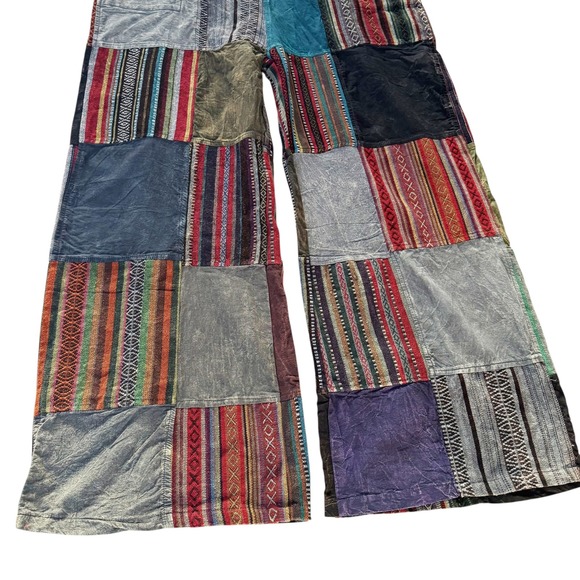 Jayli Vintage Bohemian Patchwork Wide Leg Overalls Boho Festival Hippie NWT New - Picture 2 of 15